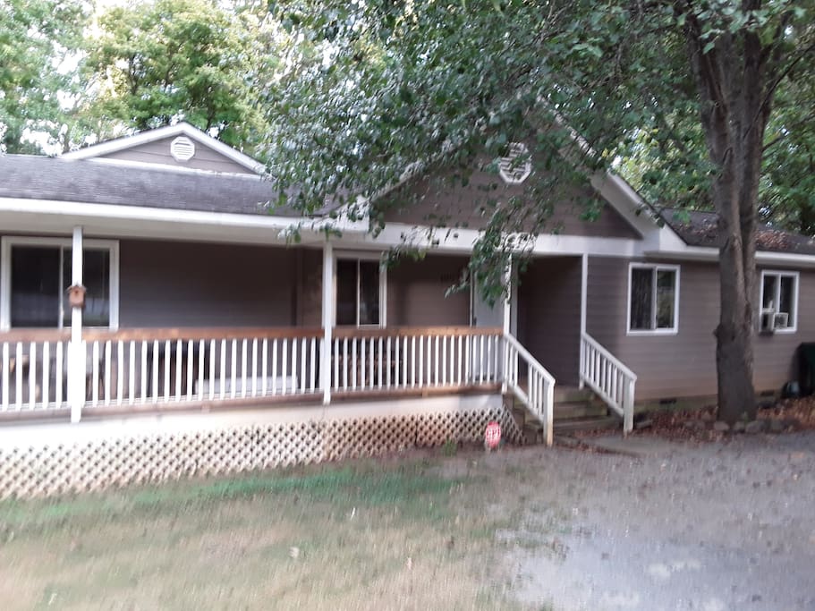 Front porch and parking area