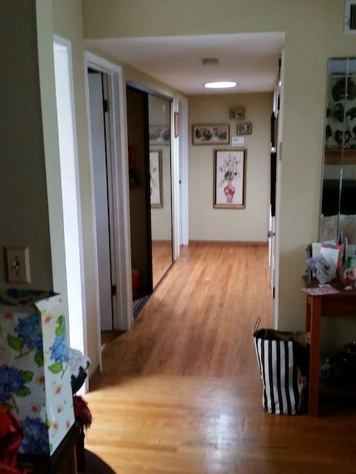Hallway from Living room with Solartube Skylight.