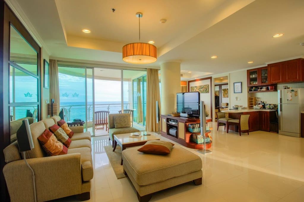 Living Room with Ocean View Balcony