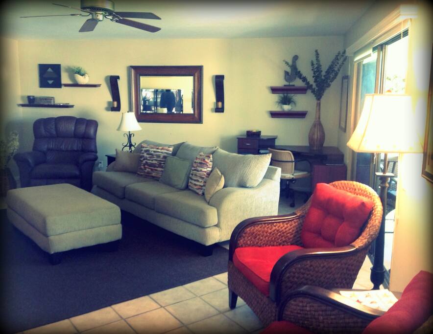 Living room now has a fold out futon for extra guests.