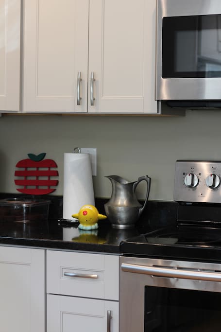 Modern kitchen with stainless steel appliances