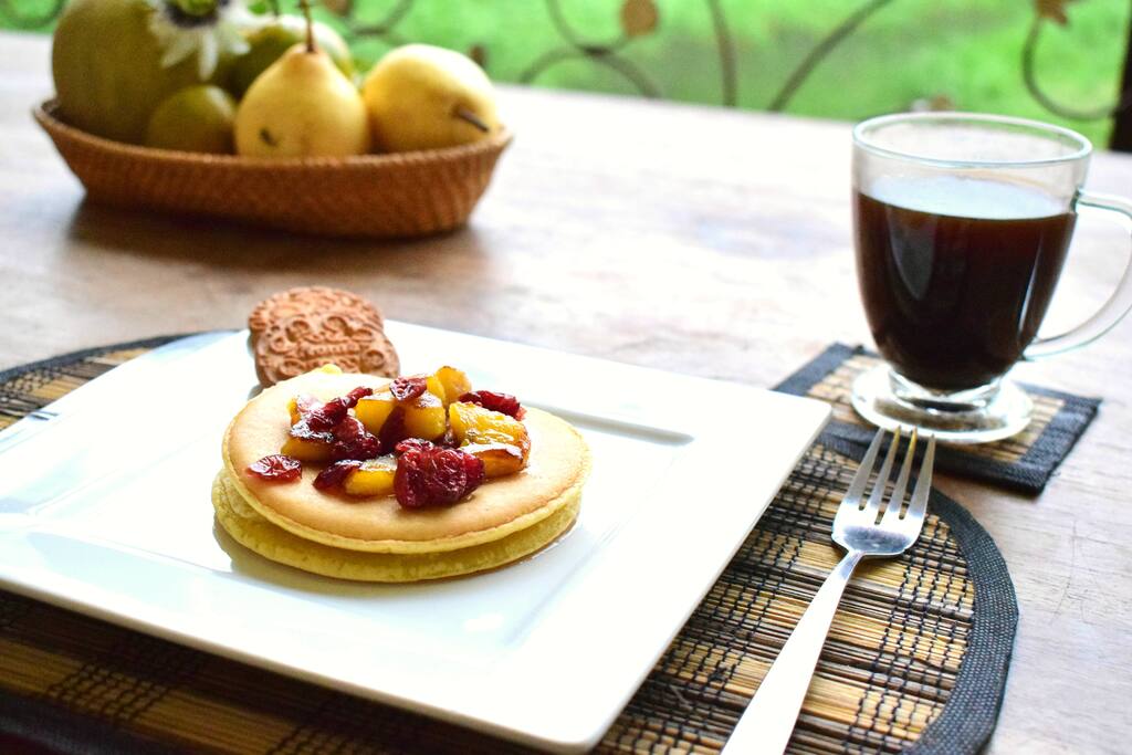 Because Breakfast is the most important meal of the day we do care about it ( in the back terrace, sharing area)