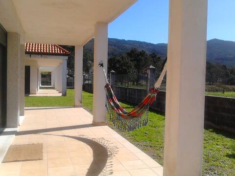 Sea and mountains with nice pool at Carnota beach