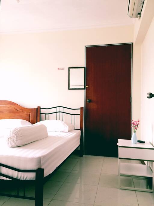 1 Queen & 1 single sized bed (TV and AC inside)