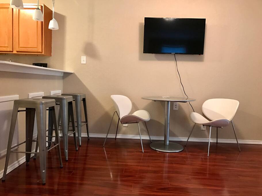 Eat at the bar or the breakfast nook