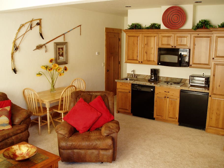 Full equipped kitchenette with granite counter tops.