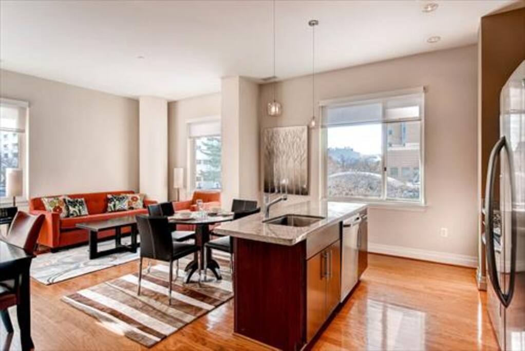 Dining area with seating for four where you can dine in comfort
