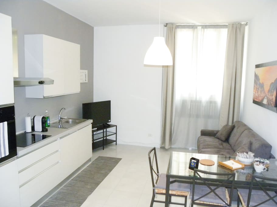 Bright living room with full optional kitchen