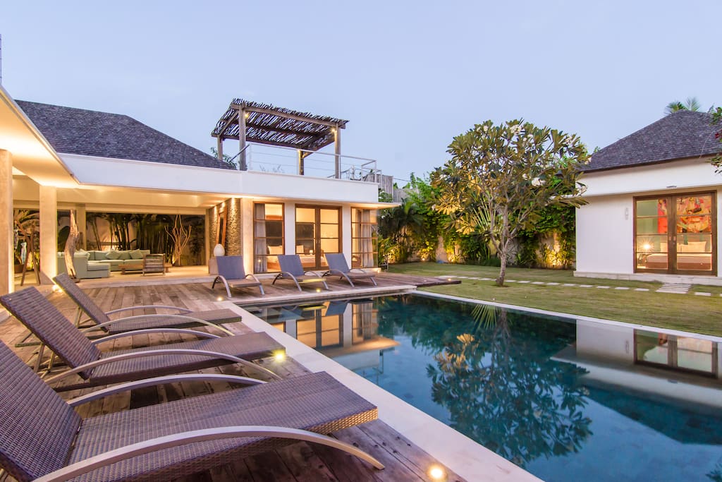 Villa exterior with sun deck on the roof top