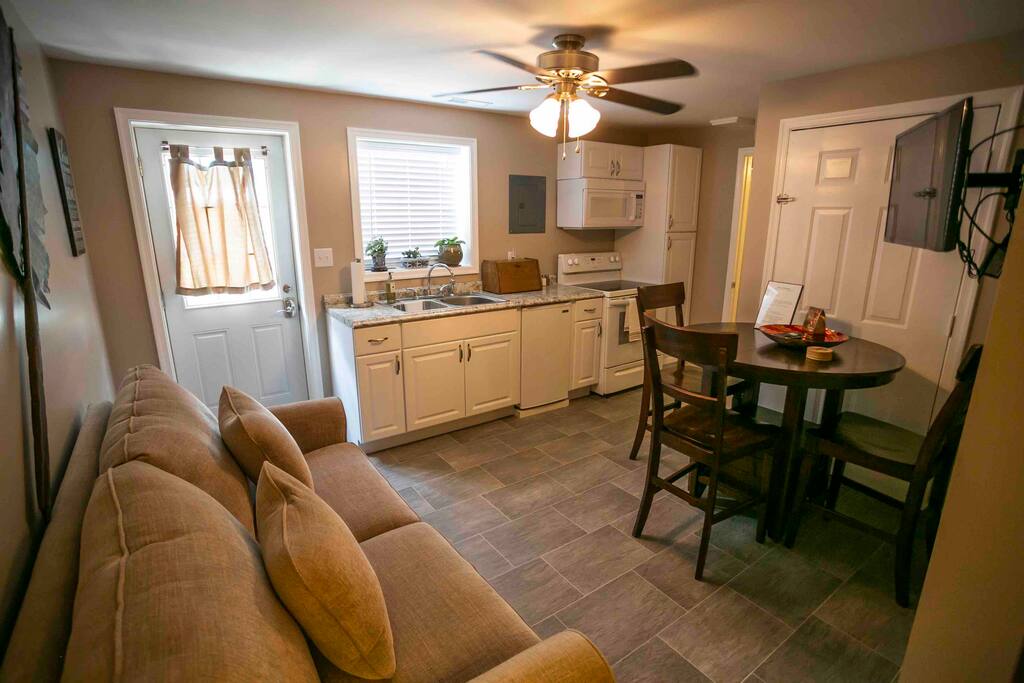Private dining area with television.