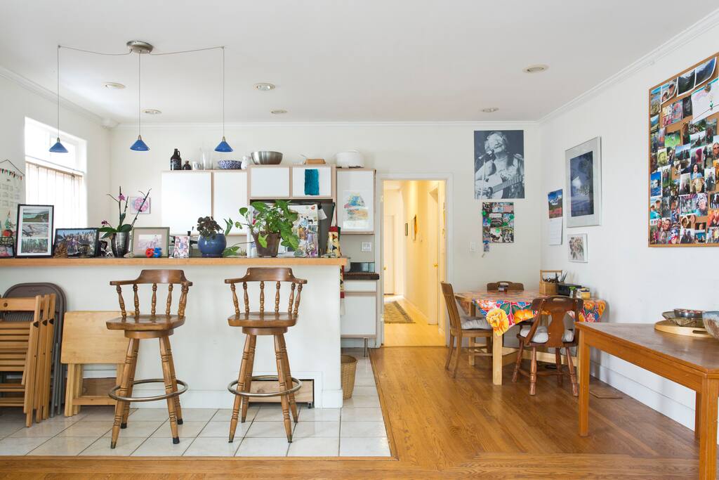 Open kitchen and dining area