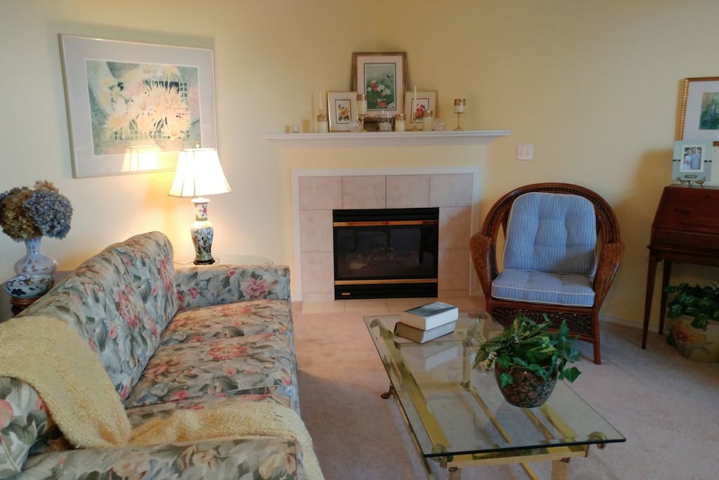 In cool weather, take advantage of the gas fireplace.