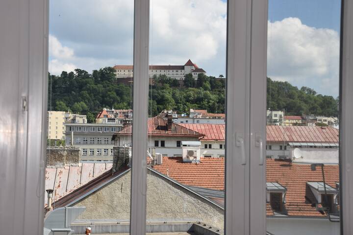 Apartment near the Brno Fair, view of Spilberk