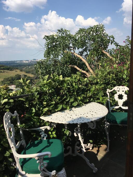 Balcony seating area with far reaching views