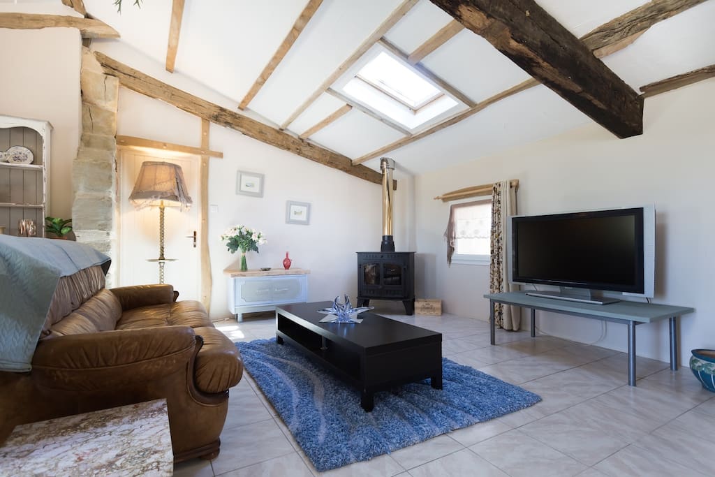 Sitting room with central heating stove