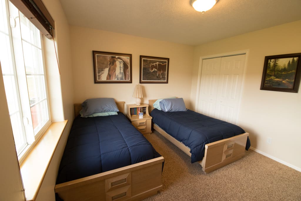 Bright sun lit room with a darkening shade if you desire.