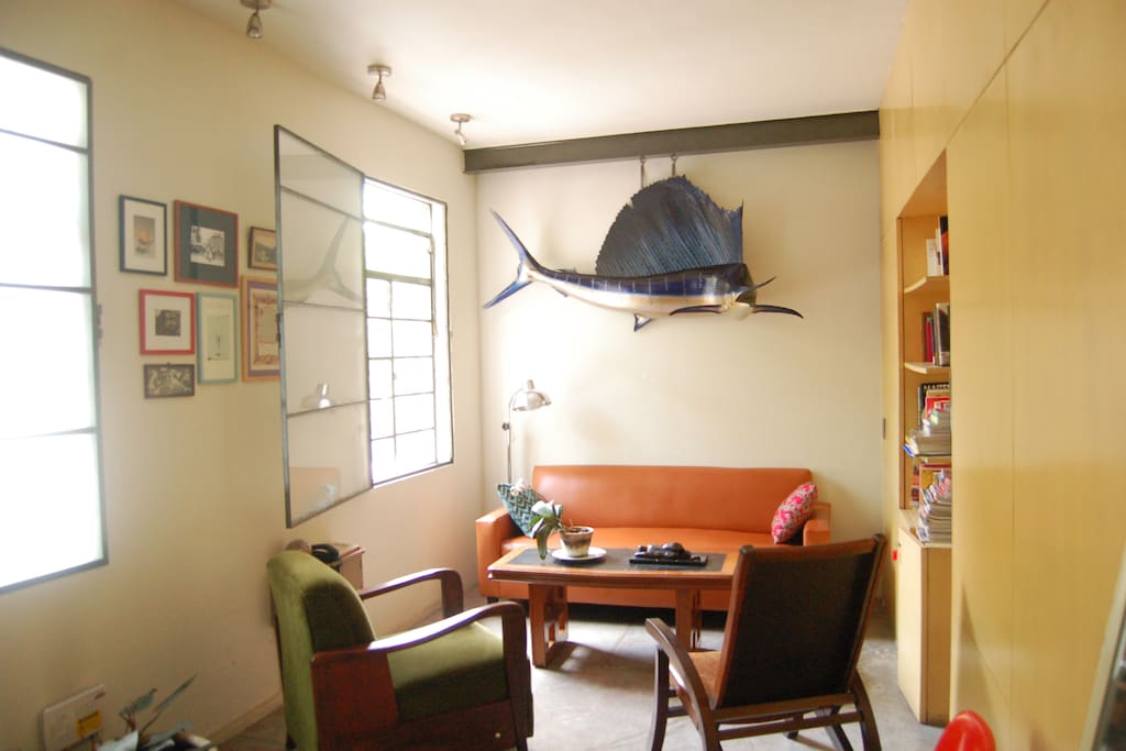 This how the living room looks like now, with Goyo the sailfish hanging on the wall