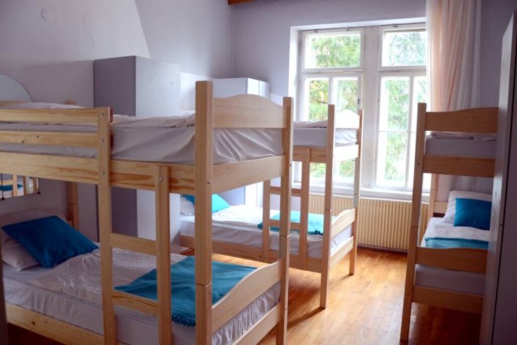 6 bed dorm with balcony and shared bathroom for 10 people
