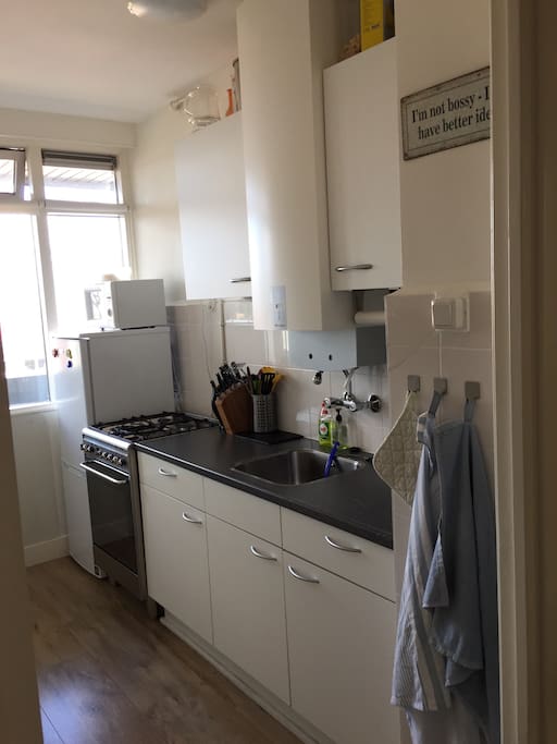 Kitchen with brand new fridge and stove!