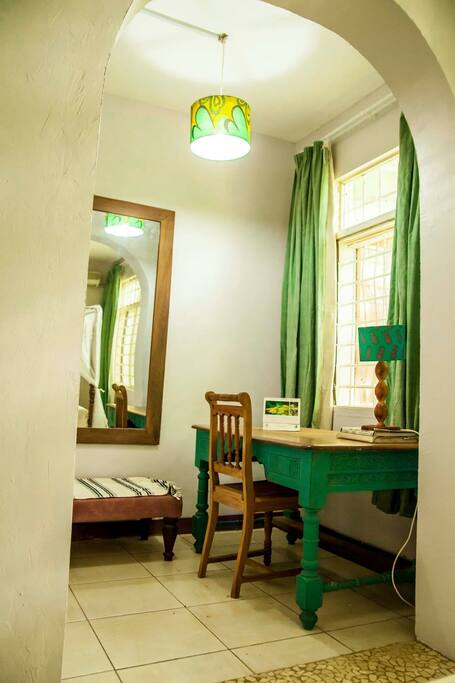 Large desk to work at over looking garden.