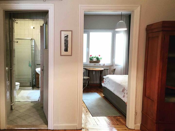 The entrance doors of the Bathroom and the Large Bedroom
