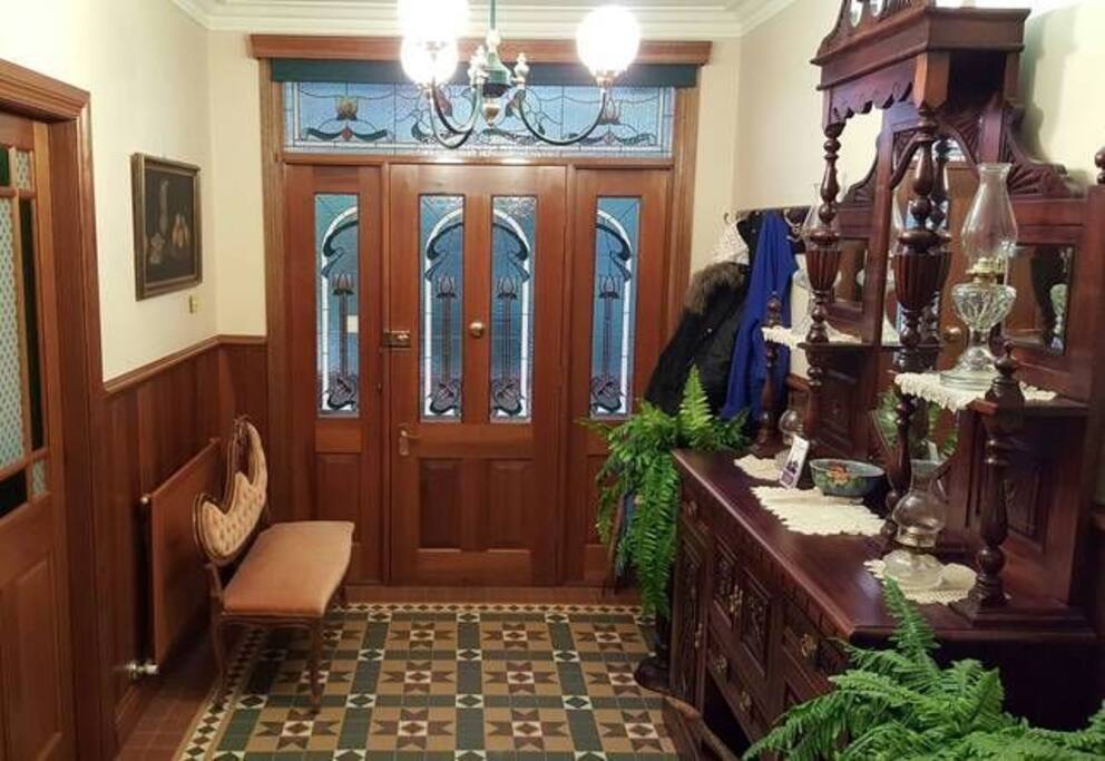 Front door and entry foyer