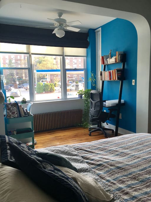 Master bedroom, looking toward street