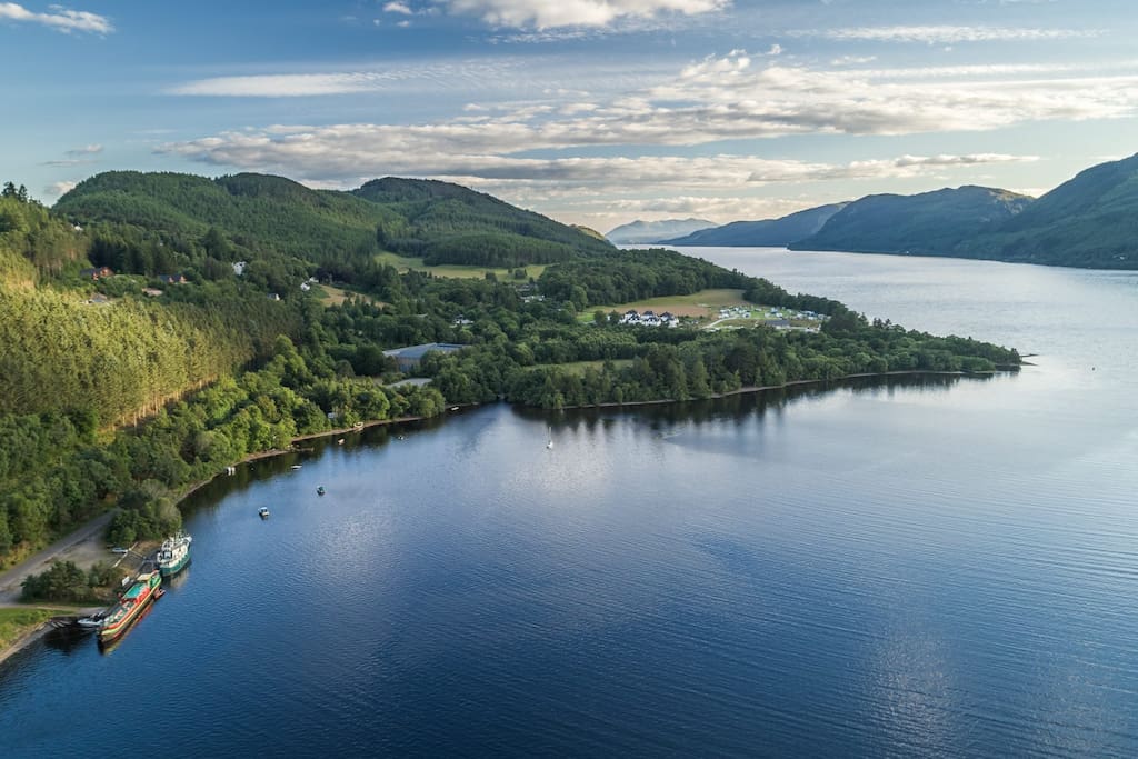 Our summer berth at Foyers Pier on Loch Ness on a beautiful evening (Photo credit - John Banks)