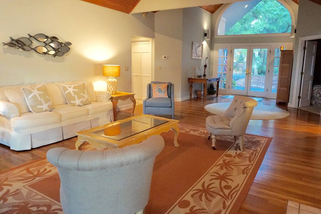 View of living room back towards front door