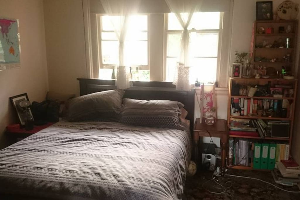 Your bedroom. Please note the bed is a single on the floor and the cupboards will be empty.