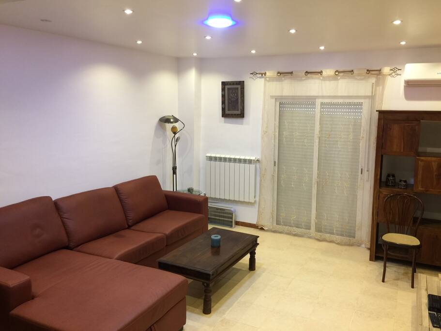 Salon avec un canapé lit