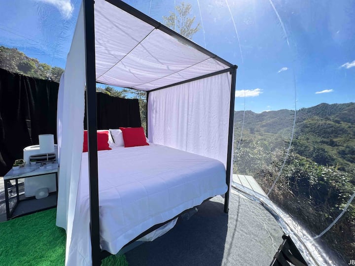 Shade and privacy with the curtains. Even in the daytime the curtains can't be seen through.