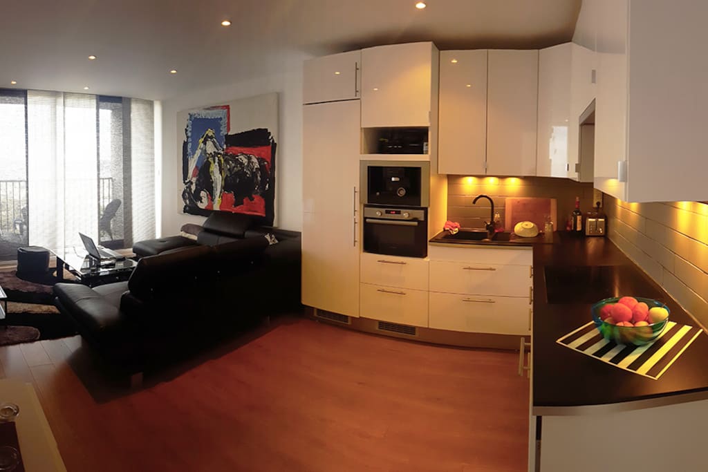 Un appartement sobre, accueillant et chaleureux avec cuisine américaine