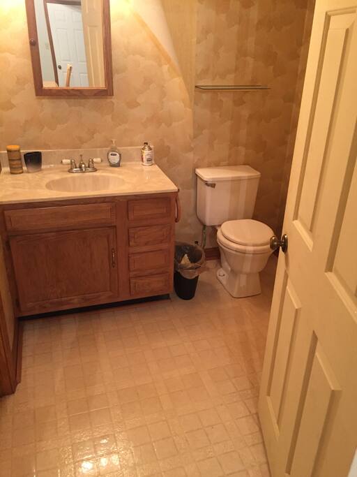 Bath still under renovation, shower is upstairs for now