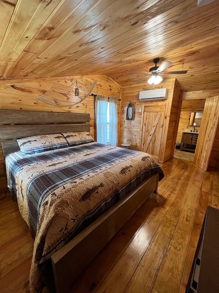 Upstairs bedroom king bed with private bath