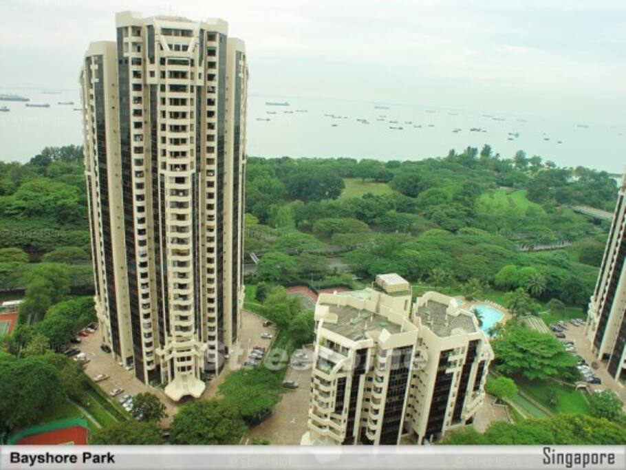 Bayshore Park with East Coast Park and Singapore Straits in background