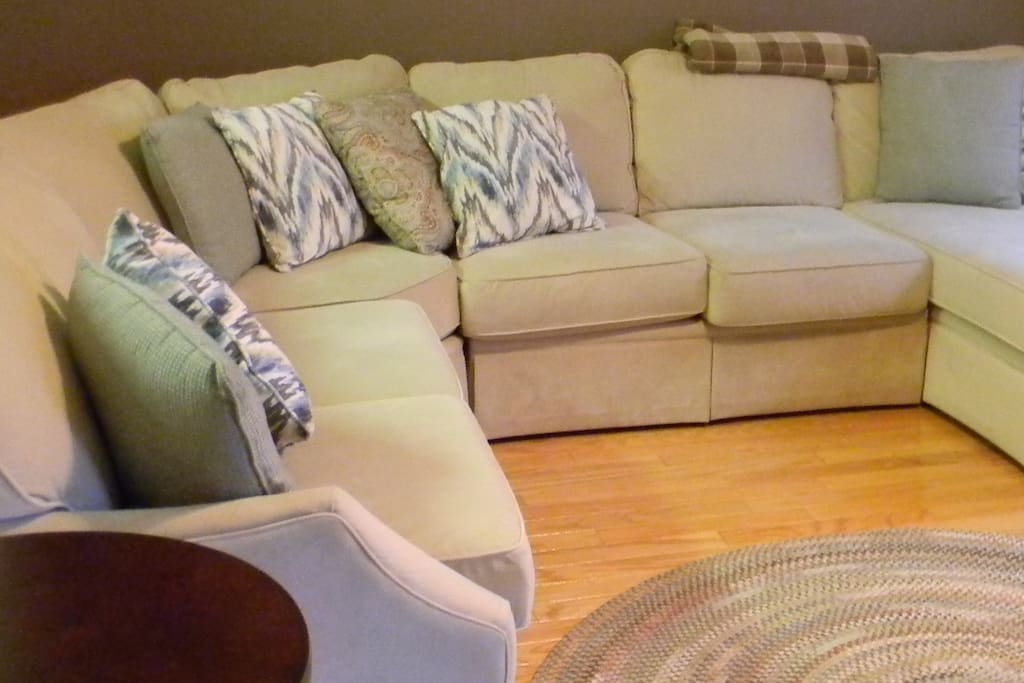 The living room sectional offers a wonderful spot to visit with family or friends.