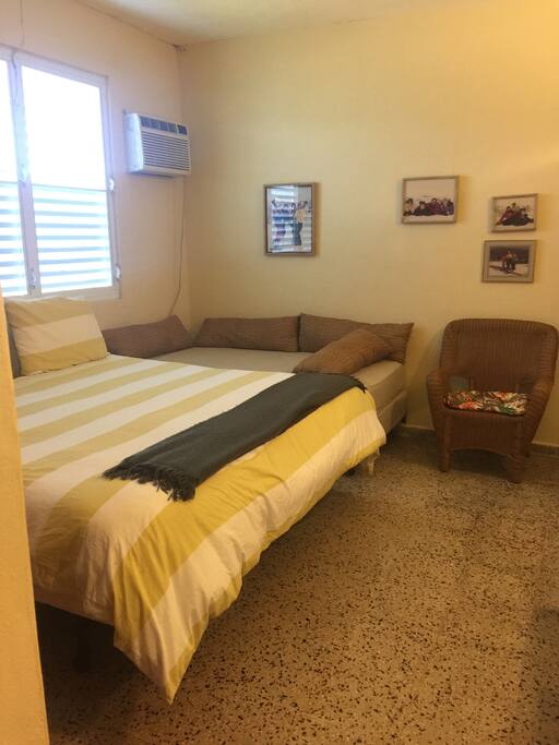 This the chartered room. Two single beds together & a twin bed at the corner.