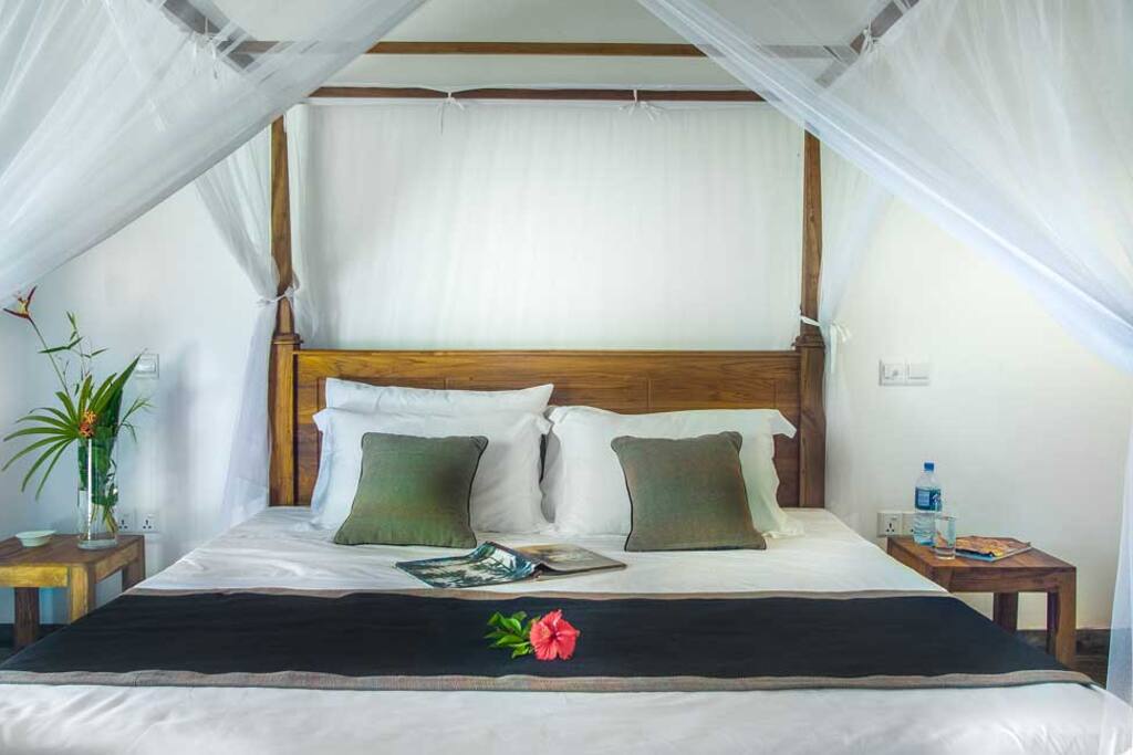 Bamboo Room Bed- large quality mattress with mosquito net