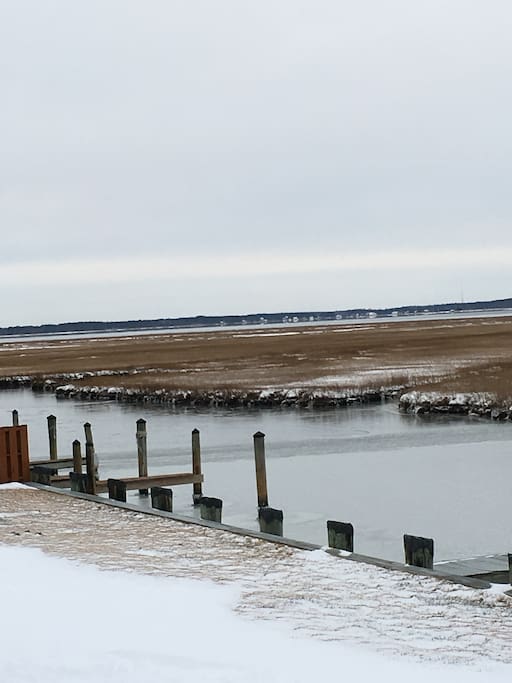 Icy canal out back during the winter.