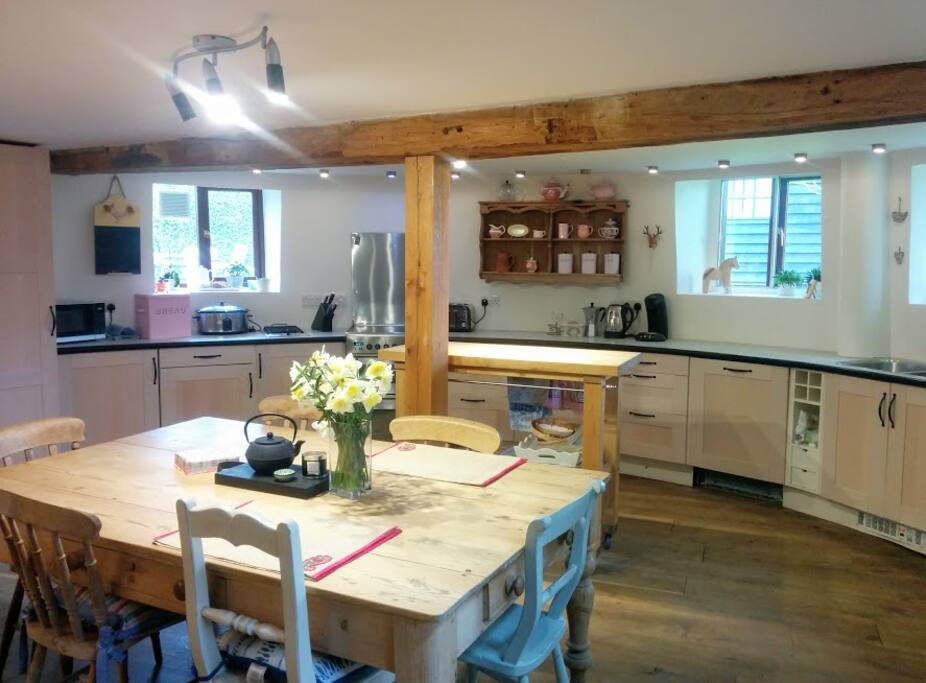 Kitchen with the first Daffodils from the garden in 2017
