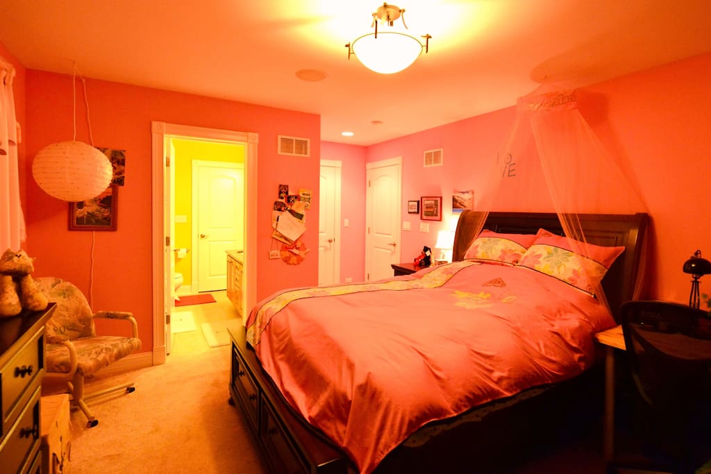 Charming, bright and quiet room with a very comfy queen bed and a large walk-in closet
