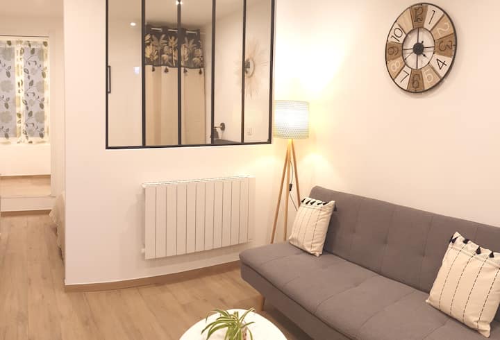 Salon avec canapé convertible