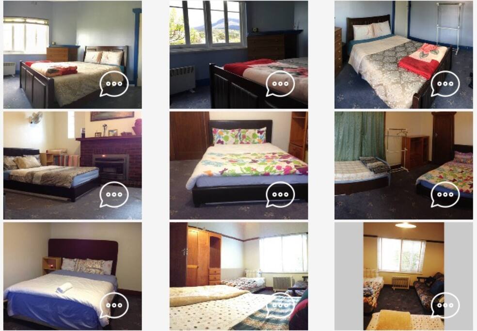 Bedroom 1 (top), 2 (mid) & 3 (bottom)