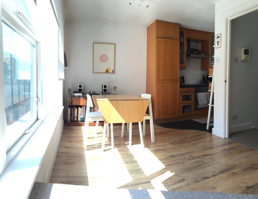 Living room with big windows and great view to the garden.