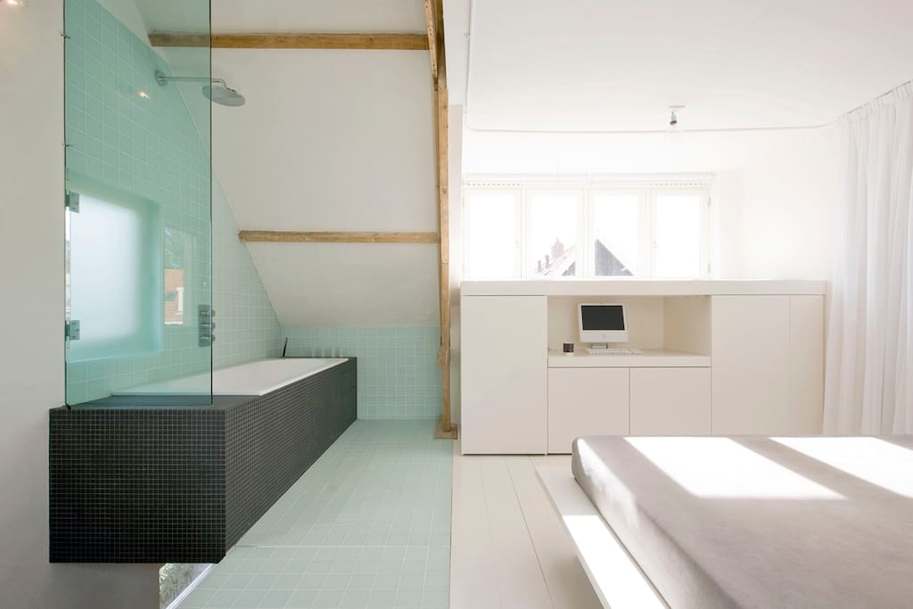 open Bathroom and Bedroom