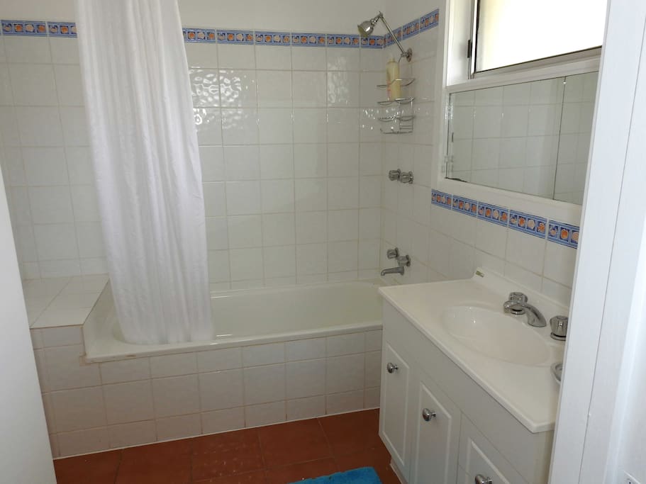 Shower and bath with separate toilet.