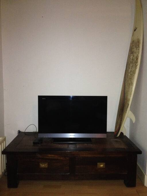 Tv with connected Apple Tv.