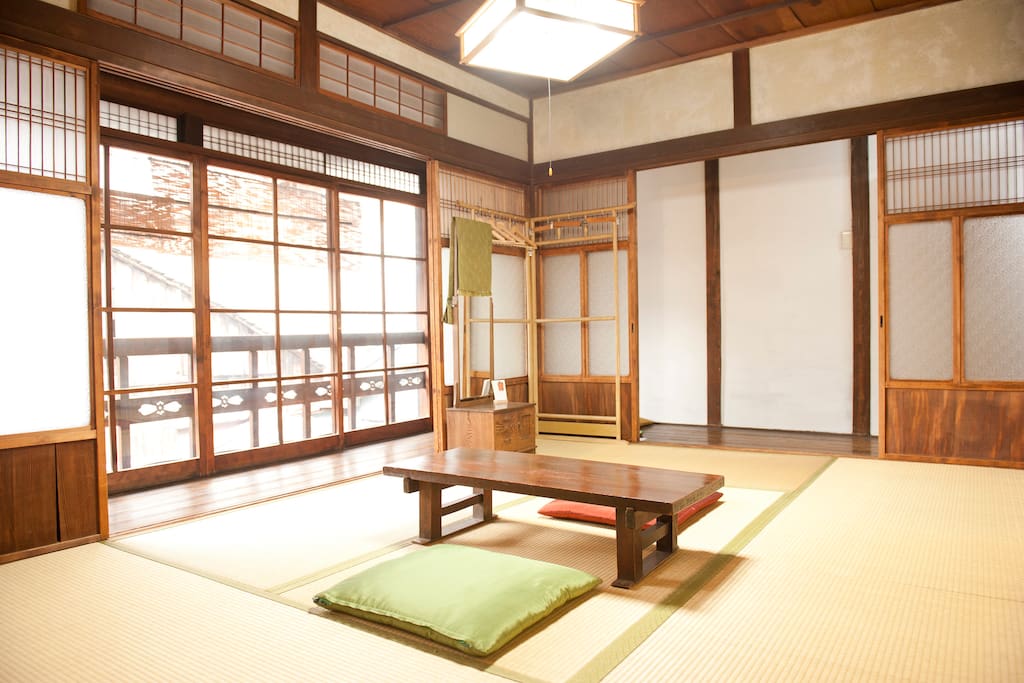 Traditional Japanese room is sunny.