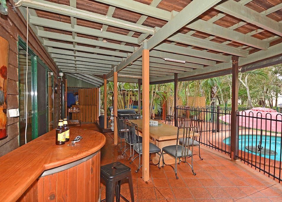 Downstairs Bar compliments outside Eating Area and Pool